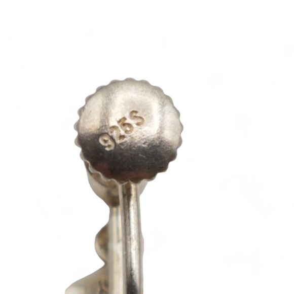 Sterling Silver Earrings Screw Back Circle Hoop Drop Dangle Artisan Signed - Picture 4 of 6